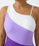 Purple Trio Color-block Swimsuit