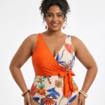 Tropical Floral Wrap Swimsuit