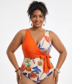 Tropical Floral Wrap Swimsuit