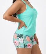 Turquoise Floral Tankini Set - Image 2