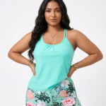 Turquoise Floral Tankini Set