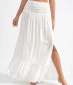 White Smocked Strapless Maxi Dress - Image 3