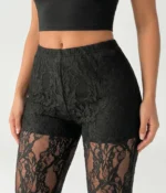 Black Floral Lace Flare Pants - Image 2