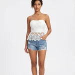 White Floral Lace Peplum Top