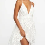 White Floral Embroidered Lace Dress