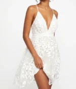 White Floral Embroidered Lace Dress