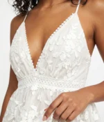 White Floral Embroidered Lace Dress - Image 2